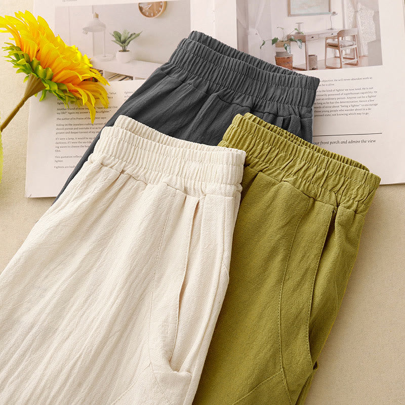 Breathable Cotton Linen Tapered Mindful Movement Pants