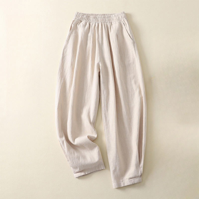 Breathable Cotton Linen Tapered Mindful Movement Pants