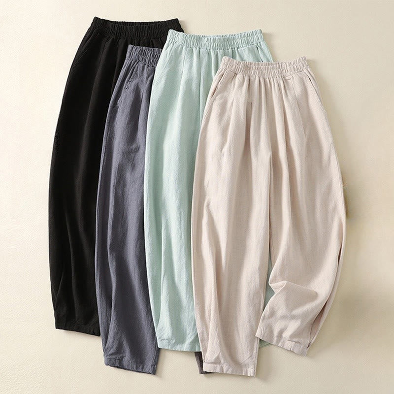 Breathable Cotton Linen Tapered Mindful Movement Pants