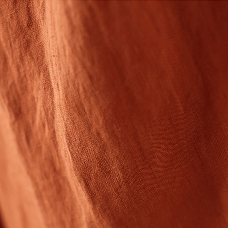 Casual Plain Wrinkles Design Drawstring 9 Length Cotton Linen Women's Wide Leg Pants With Pockets