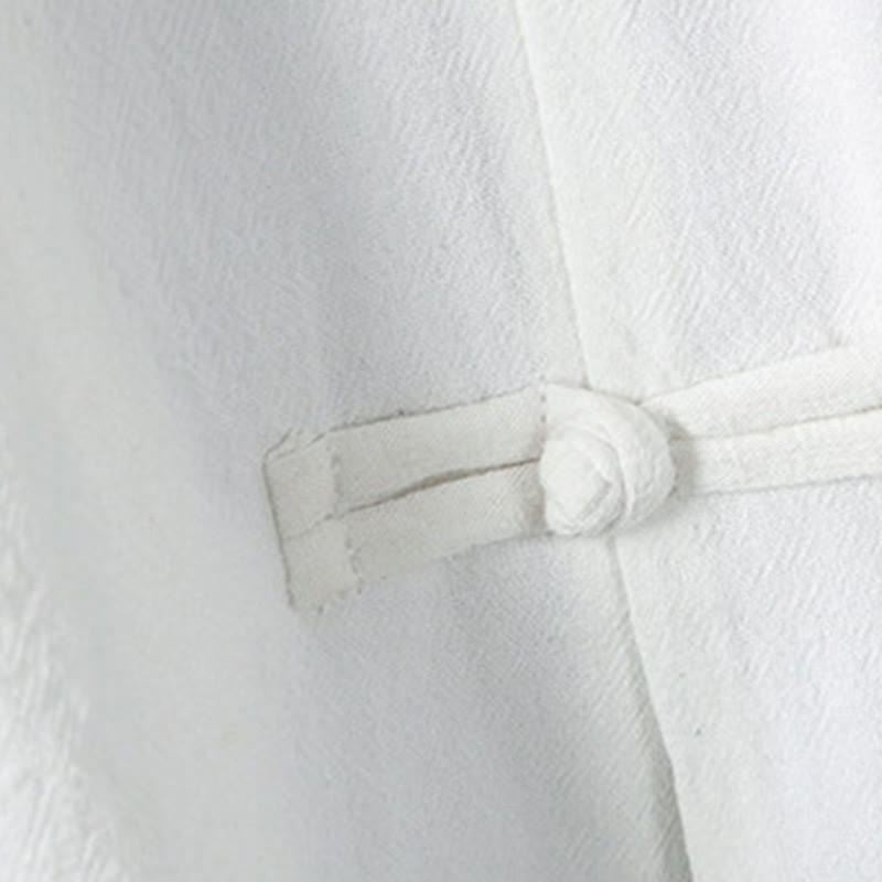 Cotton Linen Frog Button Stand Collar Meditation Shirt Jacket