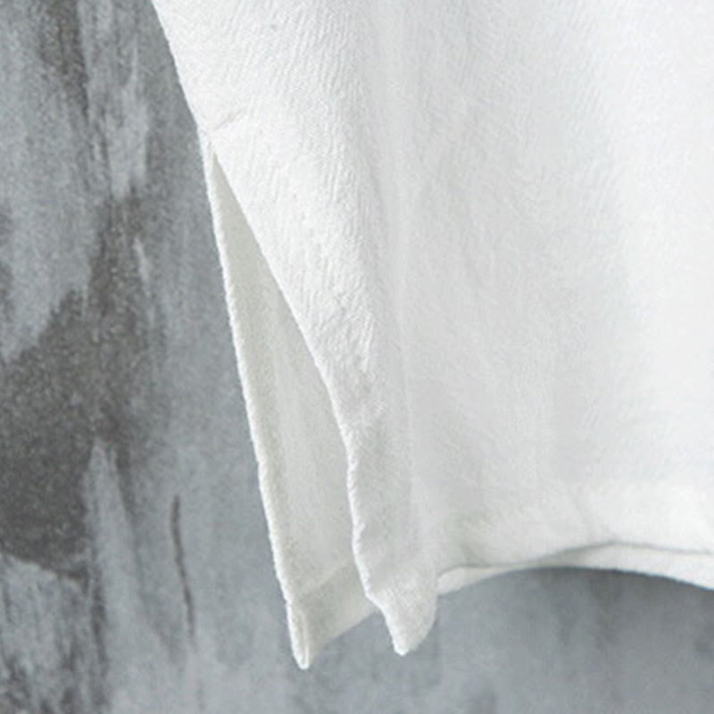 Cotton Linen Frog Button Stand Collar Meditation Shirt Jacket