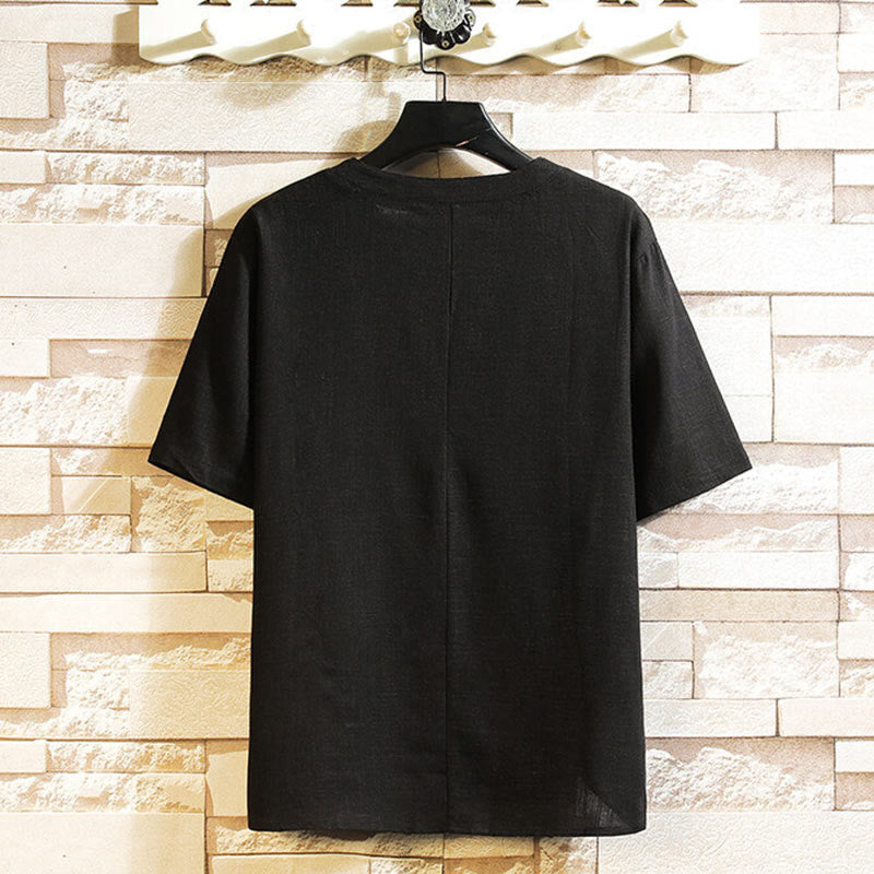 Tactile Cotton Linen Minimalist Frog Button Meditation Shirt