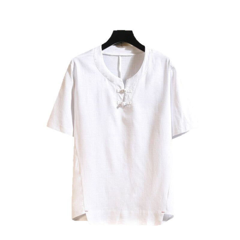Tactile Cotton Linen Minimalist Frog Button Meditation Shirt
