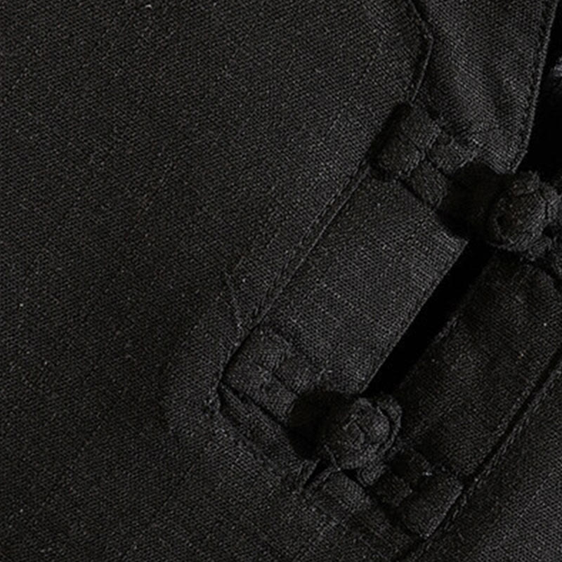 Tactile Cotton Linen Minimalist Frog Button Meditation Shirt