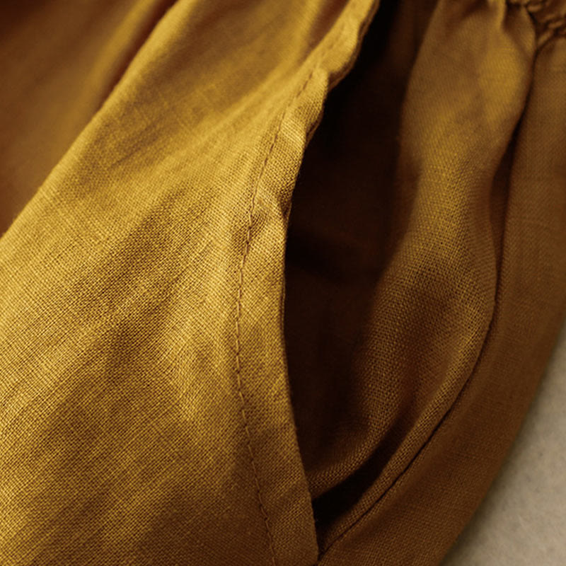 Vintage Solid Embroidery Drawstring Women's Skirt With Pockets