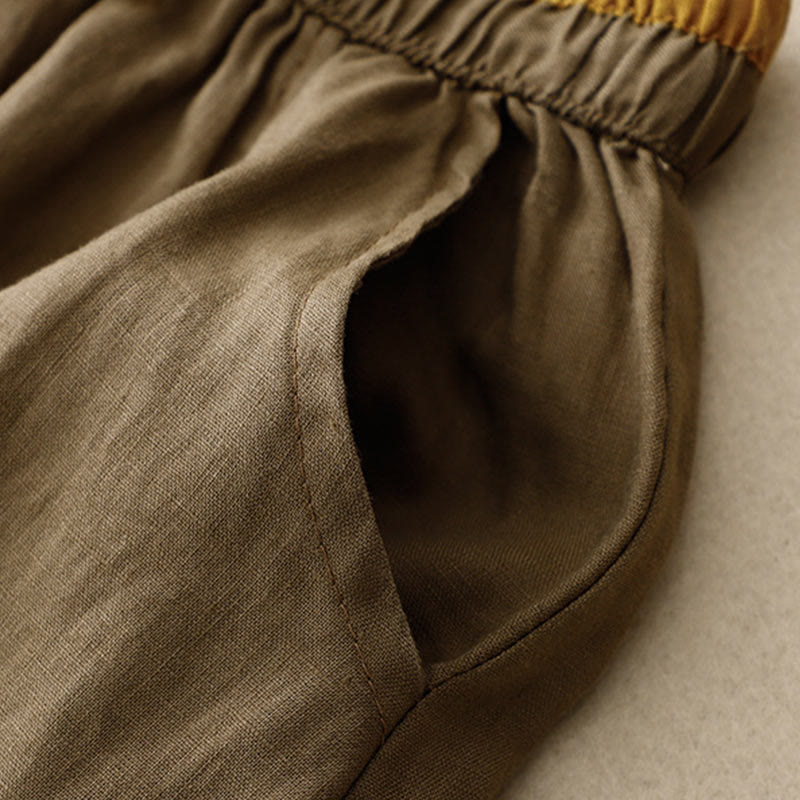 Vintage Solid Embroidery Drawstring Women's Skirt With Pockets