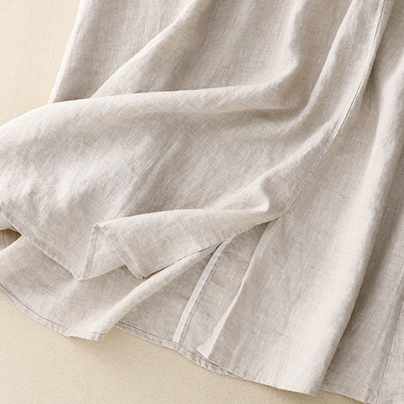 Vintage Solid Embroidery Drawstring Women's Skirt With Pockets