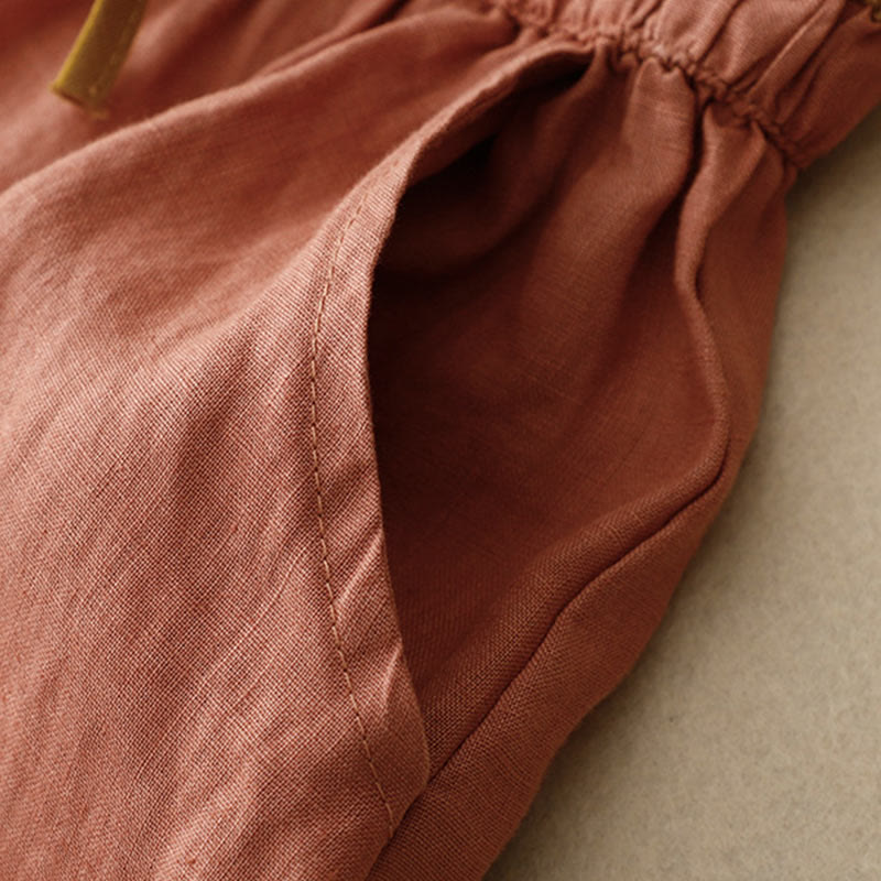 Vintage Solid Embroidery Drawstring Women's Skirt With Pockets