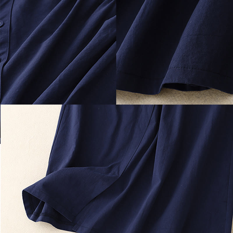 Breathable Cotton Elastic Waist Midi Meditation Skirt with Pockets