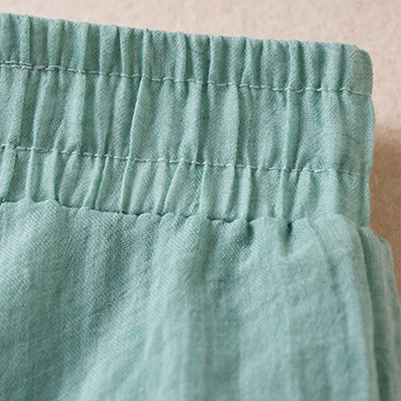 Vintage Casual Pure Color High Waist Cotton Women's Skirt