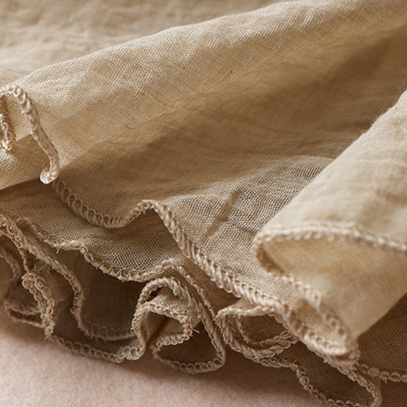 Vintage Casual Pure Color High Waist Cotton Women's Skirt