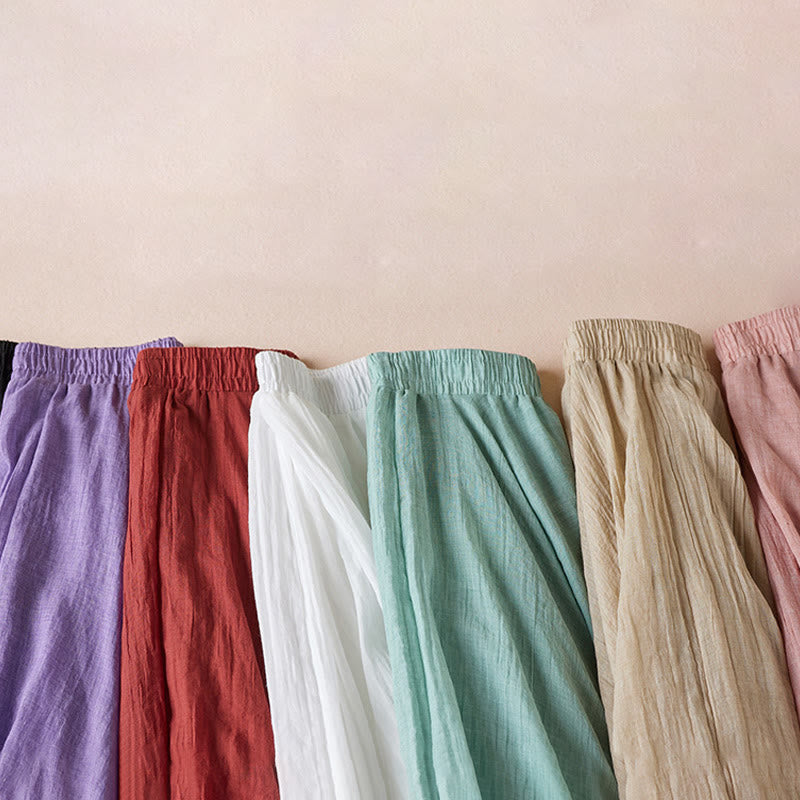 Vintage Casual Pure Color High Waist Cotton Women's Skirt