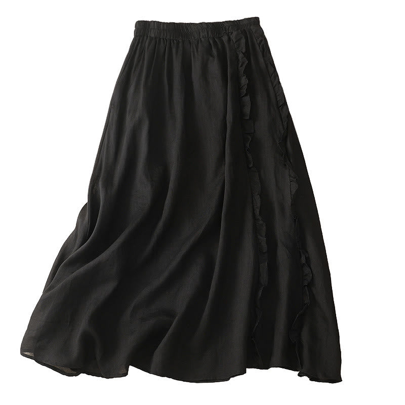 Summer Plain Ruffle Design Women's Cotton Skirt