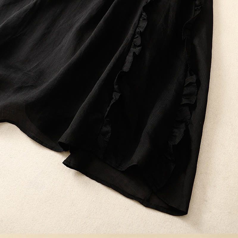 Summer Plain Ruffle Design Women's Cotton Skirt