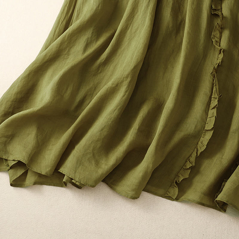 Summer Plain Ruffle Design Women's Cotton Skirt