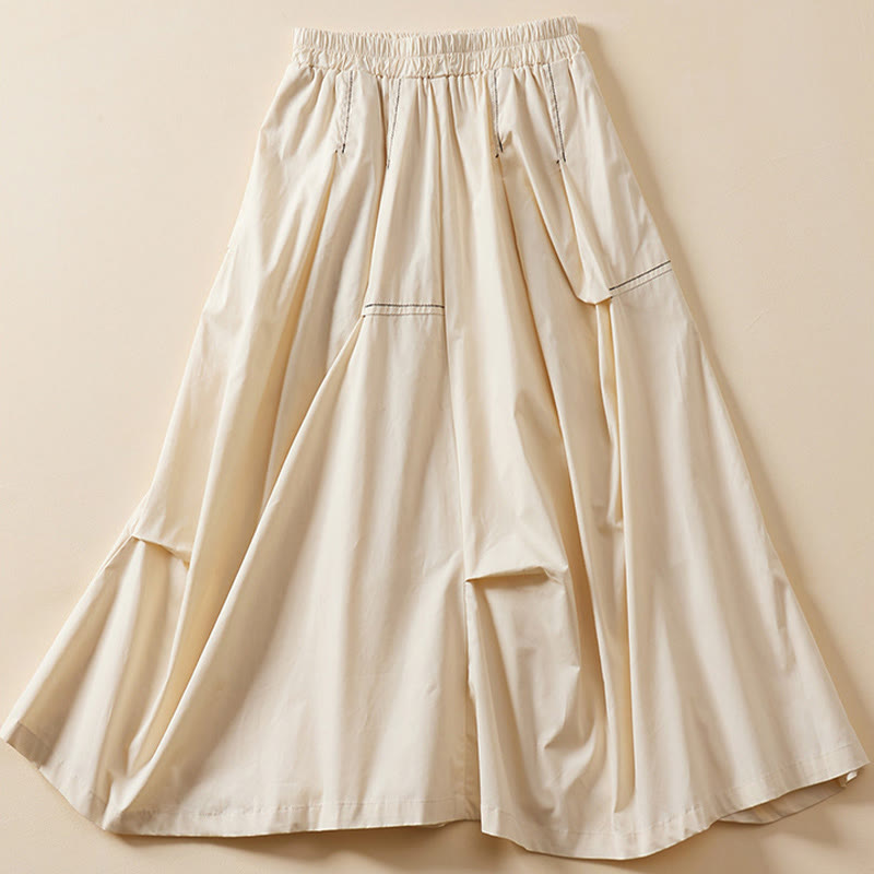Summer Casual Irregular Design Women's Cotton Skirt With Pockets