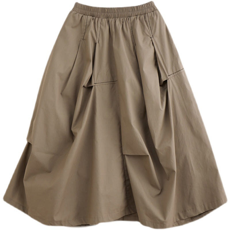 Summer Casual Irregular Design Women's Cotton Skirt With Pockets