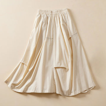 Summer Casual Irregular Design Women's Cotton Skirt With Pockets