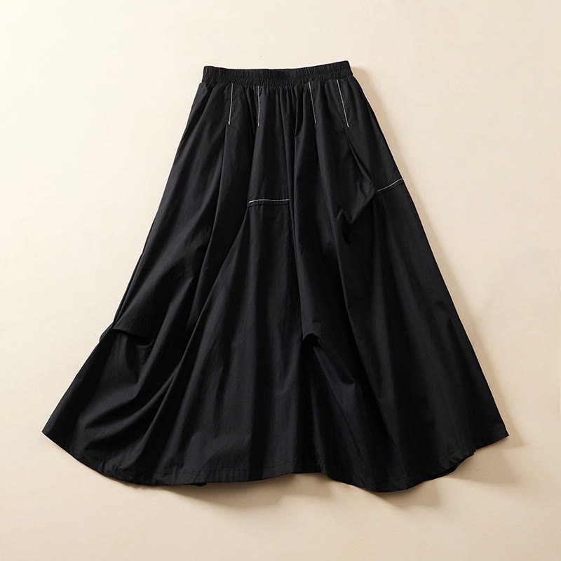 Summer Casual Irregular Design Women's Cotton Skirt With Pockets