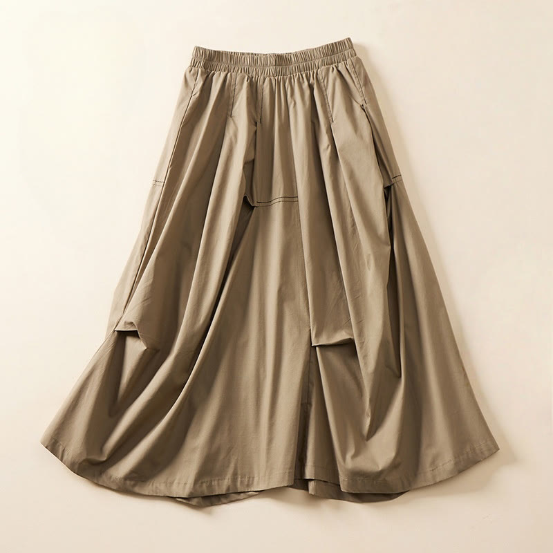 Summer Casual Irregular Design Women's Cotton Skirt With Pockets