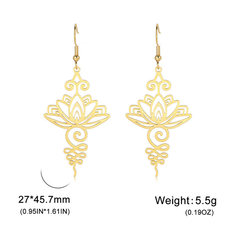 Hollow Lotus Flower Stainless Steel Enlightenment Metal Drop Earrings