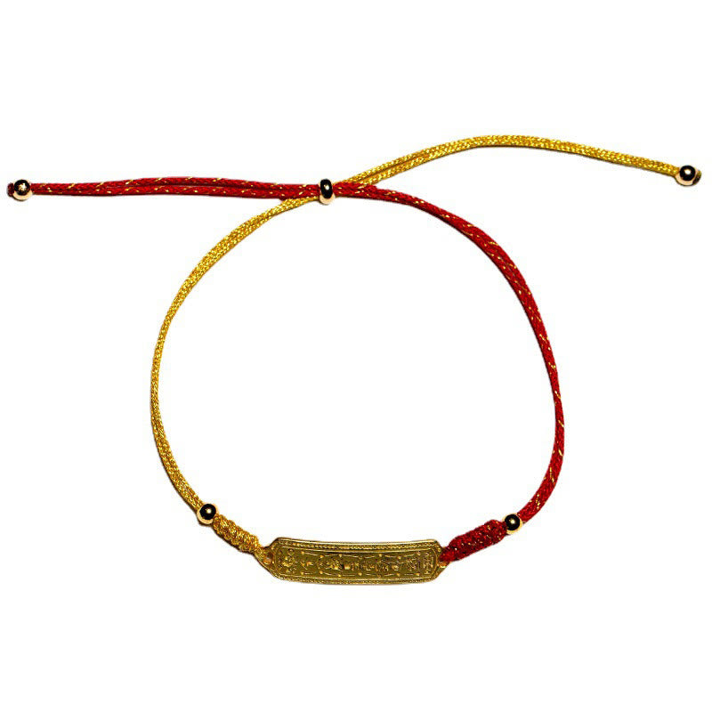14K Gold-Plated Copper Amulet Red String Rope Bracelet