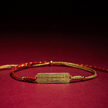 14K Gold-Plated Copper Amulet Red String Rope Bracelet
