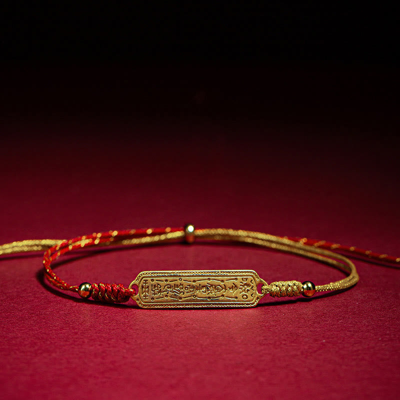 14K Gold-Plated Copper Amulet Red String Rope Bracelet