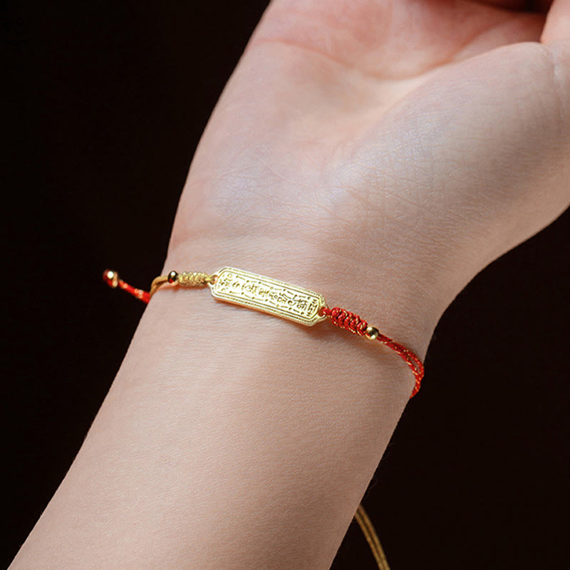 14K Gold-Plated Copper Amulet Red String Rope Bracelet