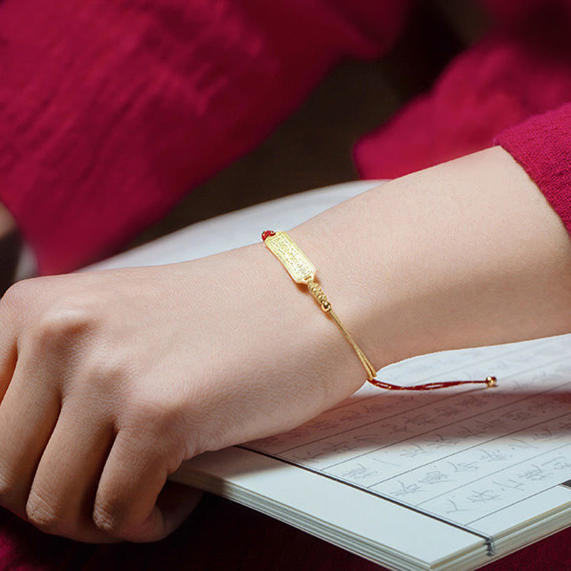 14K Gold-Plated Copper Amulet Red String Rope Bracelet