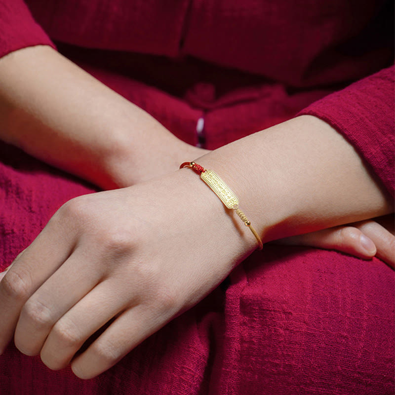 14K Gold-Plated Copper Amulet Red String Rope Bracelet