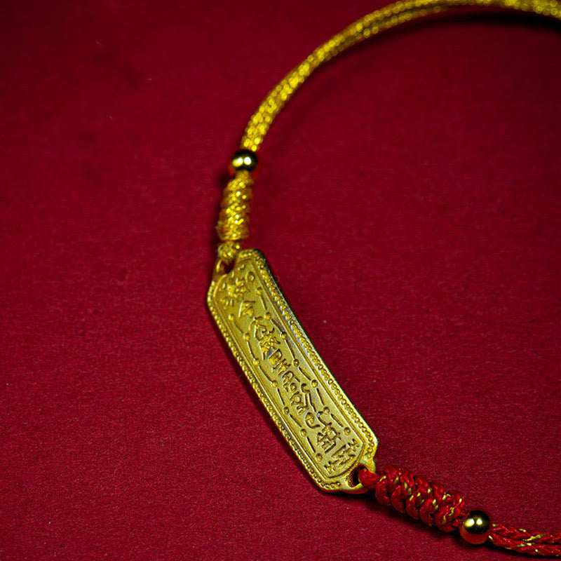 14K Gold-Plated Copper Amulet Red String Rope Bracelet