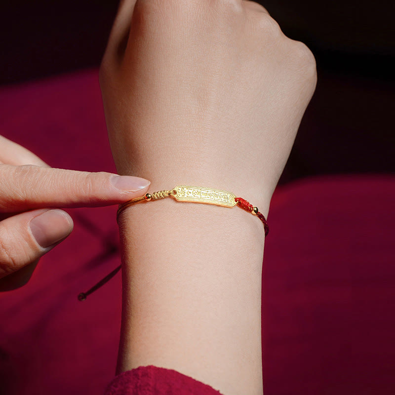 14K Gold-Plated Copper Amulet Red String Rope Bracelet