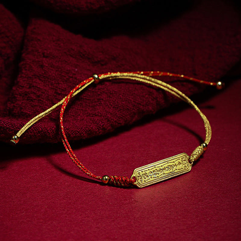 14K Gold-Plated Copper Amulet Red String Rope Bracelet