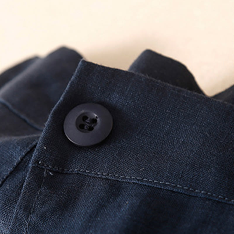 Vintage Summer Asymmetrical High Waist Women's Cotton Linen Skirt With Pockets