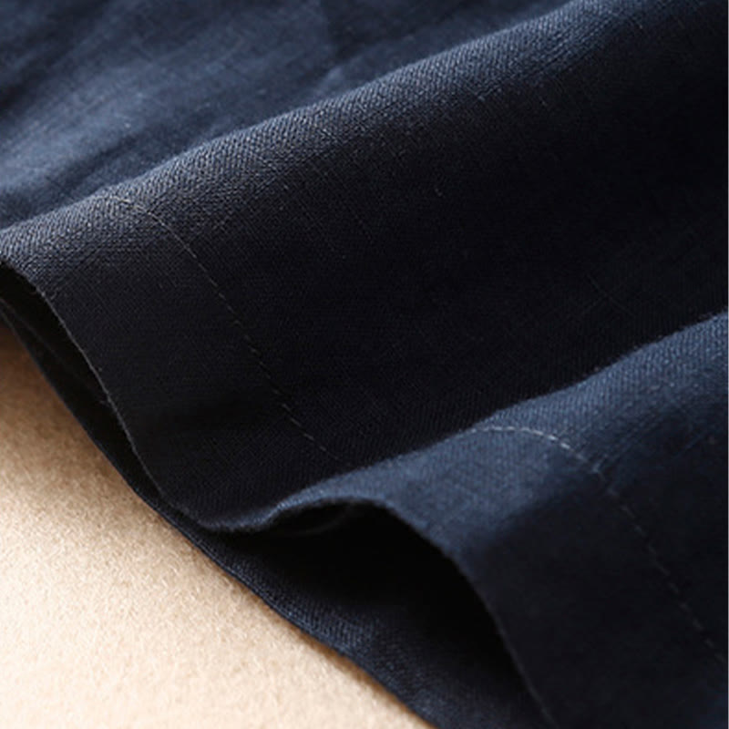 Vintage Summer Asymmetrical High Waist Women's Cotton Linen Skirt With Pockets