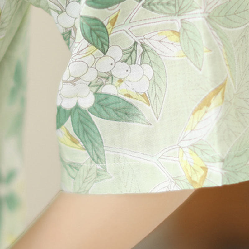 Tactile Cotton Blend Half-Sleeve Mindful Cheongsam Midi Dress