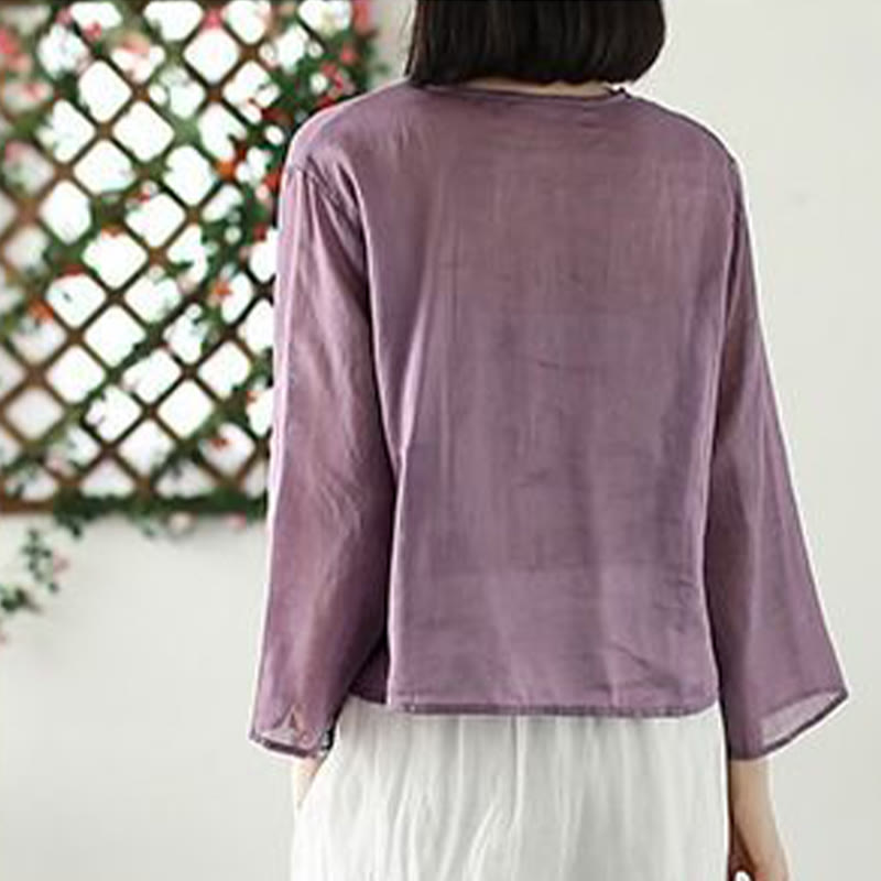 Casual Embroidery Petals Long Sleeve Open Front Cardigan Jacket