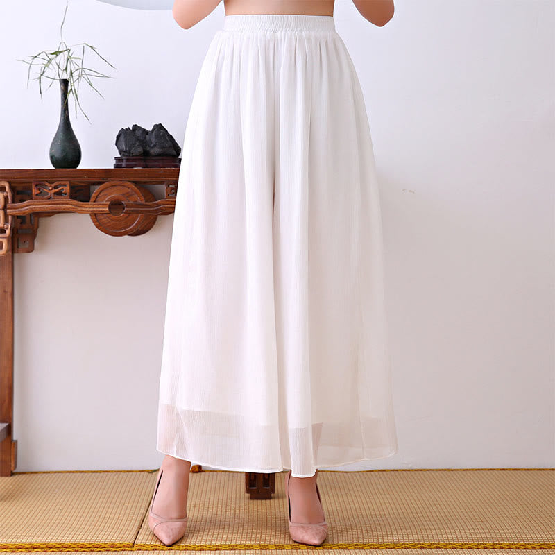 Chinese Frog-Button Design Long Sleeve Chiffon Midi Dress