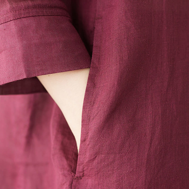 2Pcs Three Quarter Sleeve Shirt Top Pants Meditation Zen Tai Chi Cotton Linen Clothing Women's Set