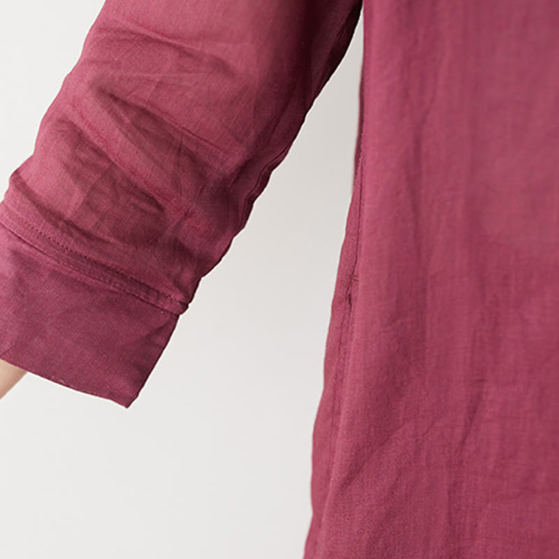 2Pcs Three Quarter Sleeve Shirt Top Pants Meditation Zen Tai Chi Cotton Linen Clothing Women's Set