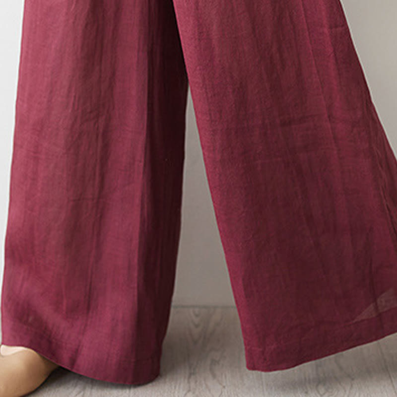 2Pcs Three Quarter Sleeve Shirt Top Pants Meditation Zen Tai Chi Cotton Linen Clothing Women's Set