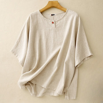 Tactile Cotton Linen Minimalist Grounding T-Shirt