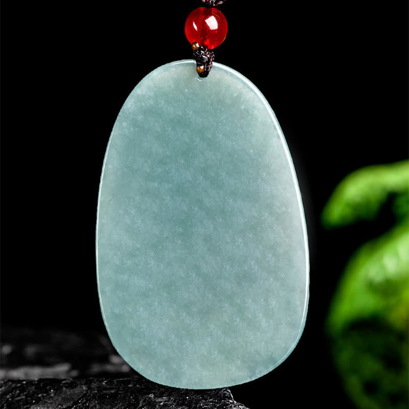 Natural Green Jade Nine Tailed Fox Flowers Luck Necklace Pendant