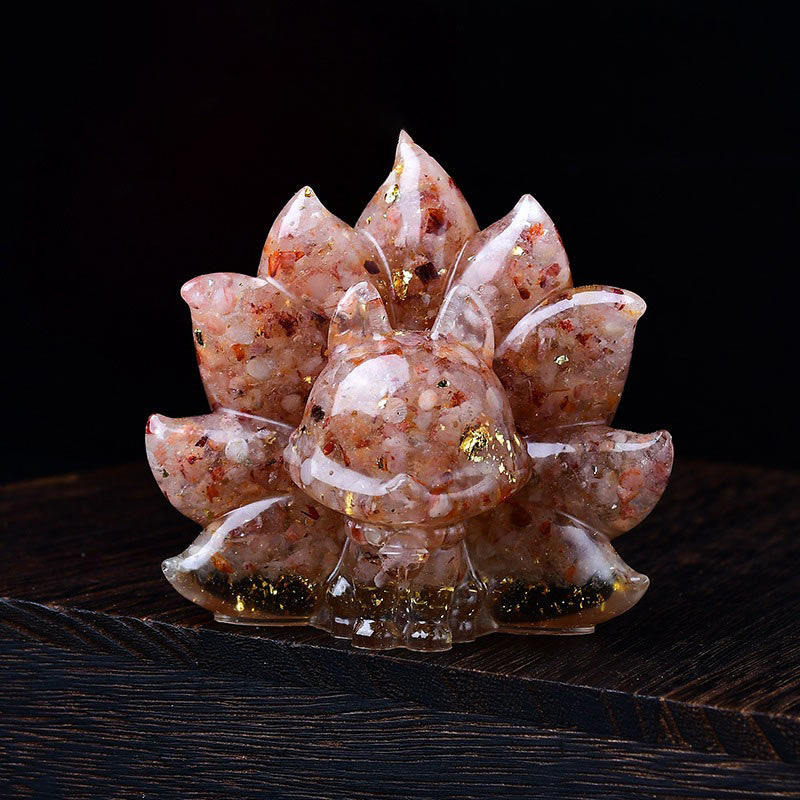 Small Various Stone Pink Crystal Citrine Amethyst Nine Tailed Fox Warmth Home Decoration