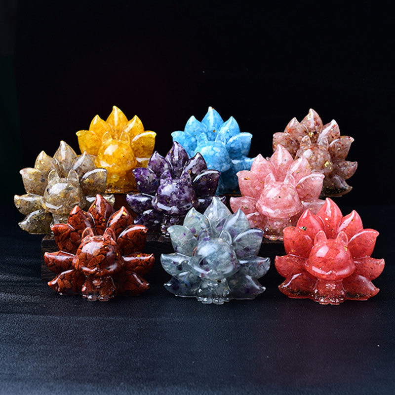 Small Various Stone Pink Crystal Citrine Amethyst Nine Tailed Fox Warmth Home Decoration