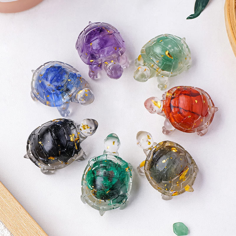 Various Stone Citrine Green Aventurine Amethyst Mini Turtle Prosperity Home Decoration
