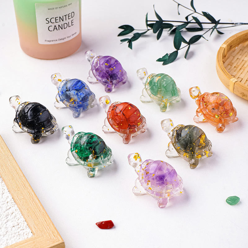 Various Stone Citrine Green Aventurine Amethyst Mini Turtle Prosperity Home Decoration
