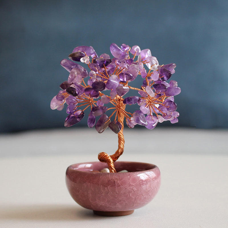 Various Crystal Citrine Amethyst Green Aventurine Tree Prosperity Home Decoration